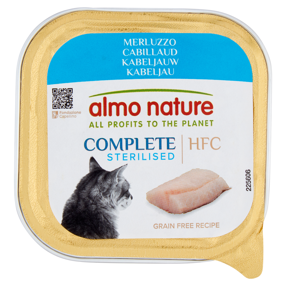 ALMO NATURE HFC Complete Cats - Sterilised Merluzzo 85g Vaschetta ALMO NATURE HFC Complete Cats - Sterilised Merluzzo 85g Vaschetta